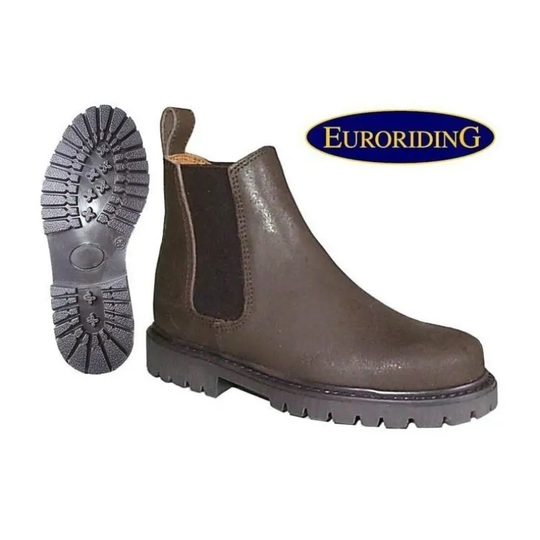 Boots équitation croûte de cuir graissée Junior