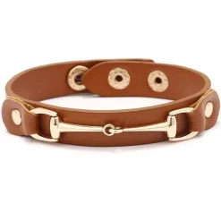 Bracelet cuir vegan mors doré