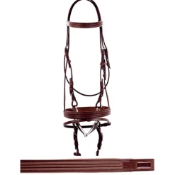 Bridon cuir muserolle combinée large - Equestro