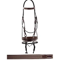 Bridon cuir muserolle combinée large - Equestro