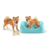 Figurine chienne avec chiot Shiba Inu - Schleich