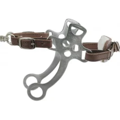 Hackamore cheval gourmette cuir et acier chromé Metalab