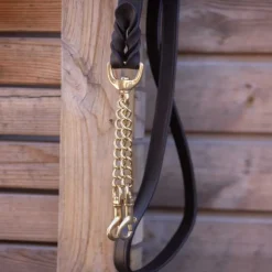 Longe de présentation cheval cuir et double chaine - Paddock Sports