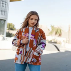 Manteau matelassé Kimono imprimé chevaux Cécile Wang