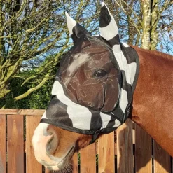 Masque anti-mouche cheval anti-uv avec oreilles Deluxe Zebra - Bucas