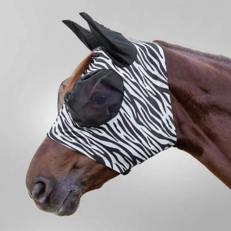 Masque anti-mouche cheval lycra Puck Zebra - Waldhausen