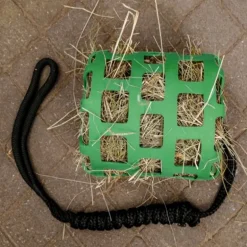 Panier filet à foin cheval souple anti glouton + longe