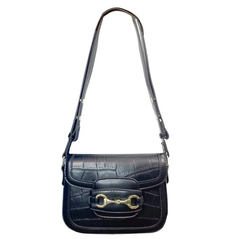 Petit sac à main bandoulière cuir vegan mors doré