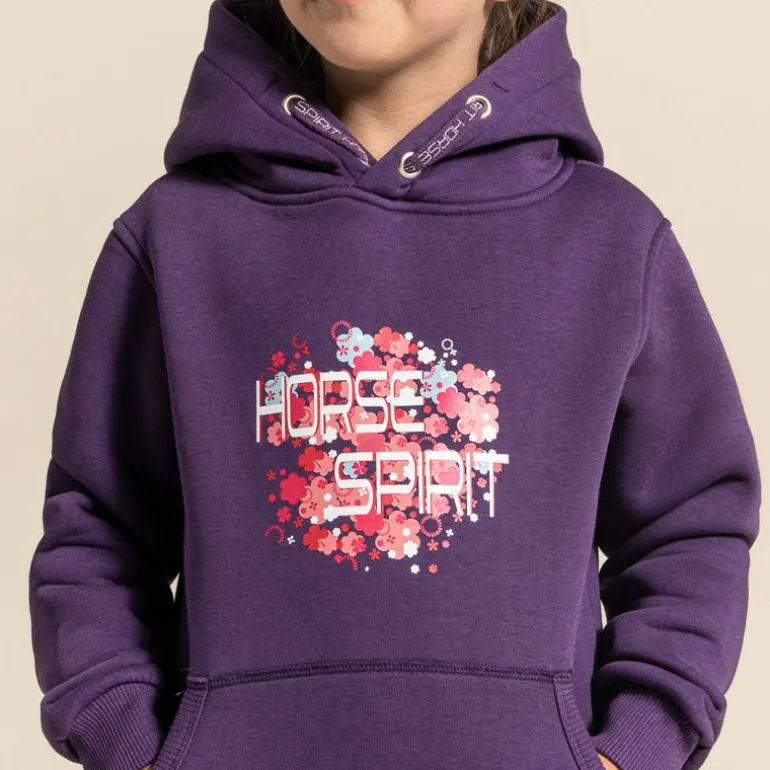 Sweat à capuche équitation fleurs enfants fille Seoul - Horse Spirit