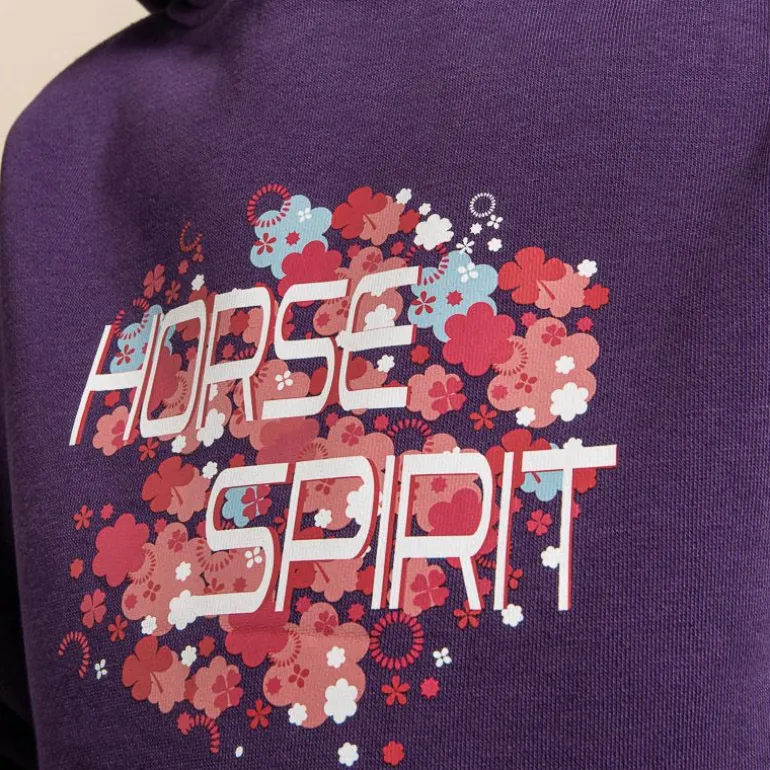 Sweat à capuche équitation fleurs enfants fille Seoul - Horse Spirit